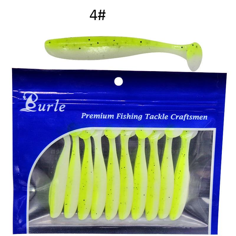 10pcs Soft Fishing Lures for Bass, Soft Paddle Tail Fishing Swimbaits Lures, Fishing Baits Kit for Fishing Trout Redfish
