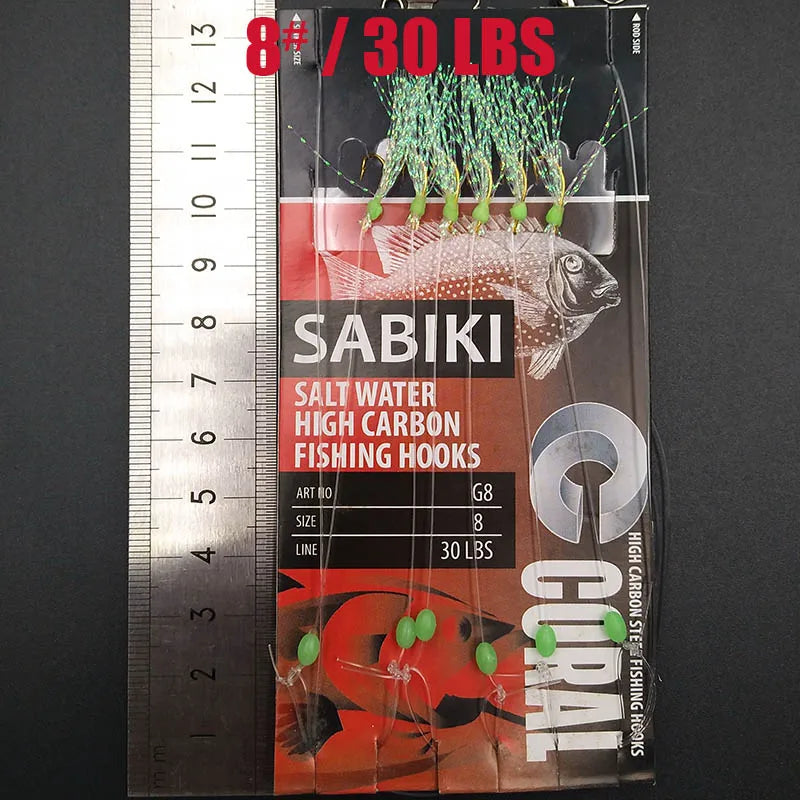 Lunker Sabiki lure flasher rig hook soft bait luminous eel glow dark mackerel fishing snapper mulloway flathead mullet shark