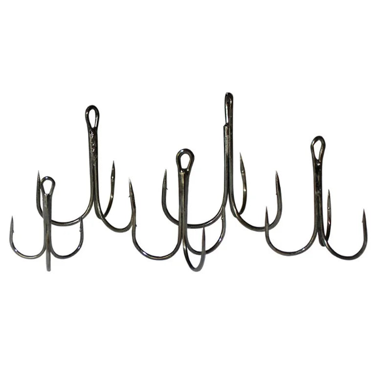 10Pcs/lot Sharp Treble Fishing Hook Strong Round Bend Wide Gap High Carbon Steel Barbed Hooks For Lures Baits Size 2#-10#