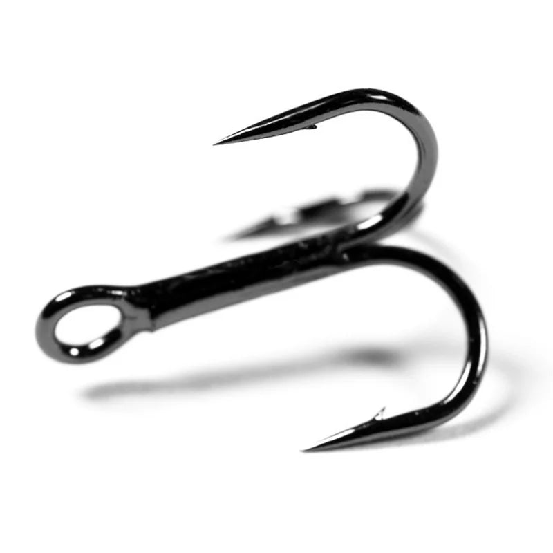 10Pcs/lot Sharp Treble Fishing Hook Strong Round Bend Wide Gap High Carbon Steel Barbed Hooks For Lures Baits Size 2#-10#