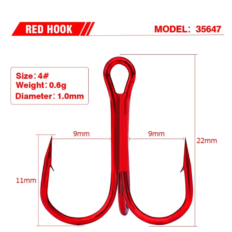 10Pcs/lot Sharp Treble Fishing Hook Strong Round Bend Wide Gap High Carbon Steel Barbed Hooks For Lures Baits Size 2#-10#