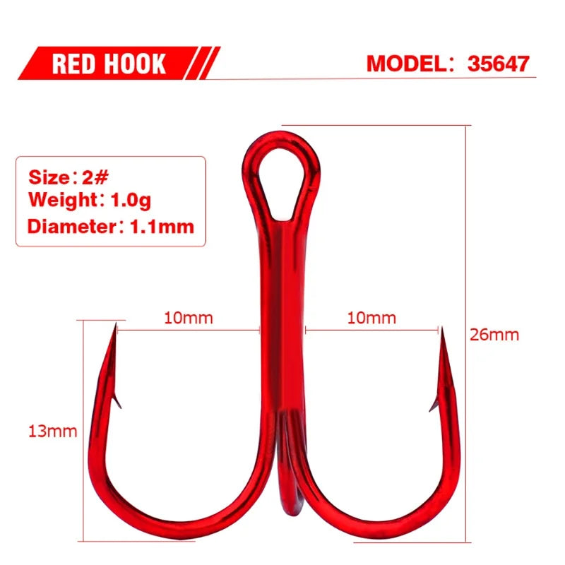 10Pcs/lot Sharp Treble Fishing Hook Strong Round Bend Wide Gap High Carbon Steel Barbed Hooks For Lures Baits Size 2#-10#