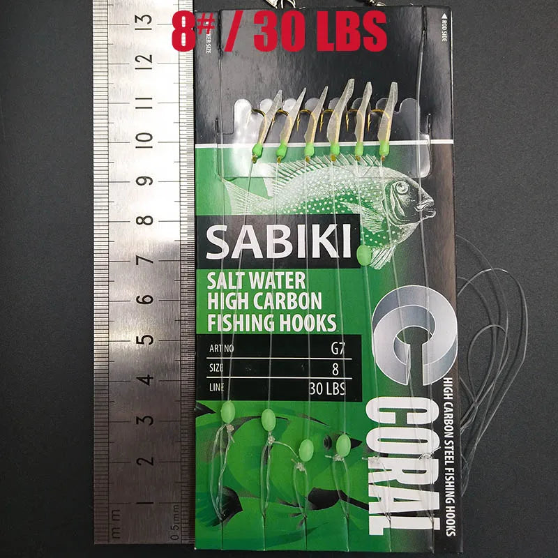 Lunker Sabiki lure flasher rig hook soft bait luminous eel glow dark mackerel fishing snapper mulloway flathead mullet shark