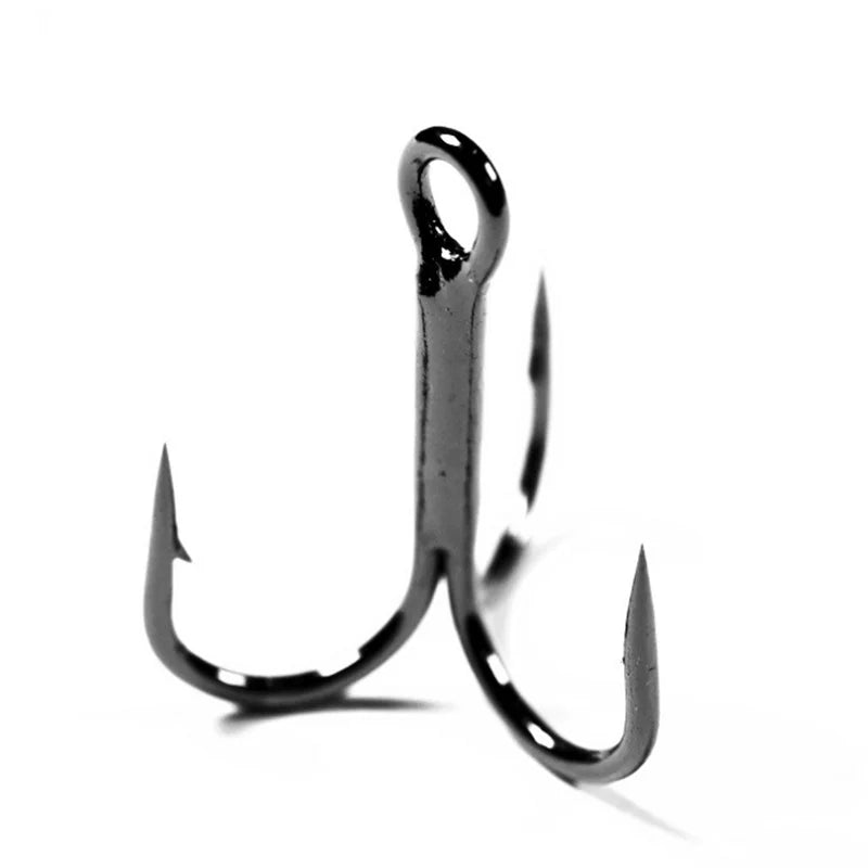 10Pcs/lot Sharp Treble Fishing Hook Strong Round Bend Wide Gap High Carbon Steel Barbed Hooks For Lures Baits Size 2#-10#