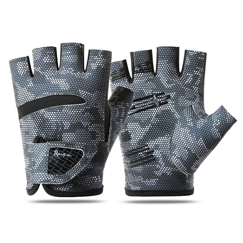 New Spring and Autumn Gloves Non-slip Sun Protection UV Protection Fishing Three-finger Breathable Cool Ice Silk Non-slip Fishing Gloves