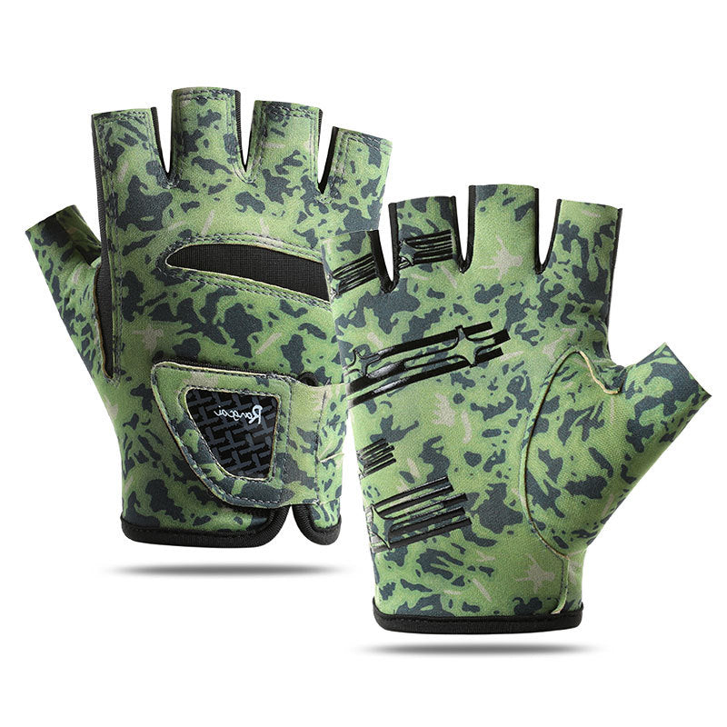 New Spring and Autumn Gloves Non-slip Sun Protection UV Protection Fishing Three-finger Breathable Cool Ice Silk Non-slip Fishing Gloves