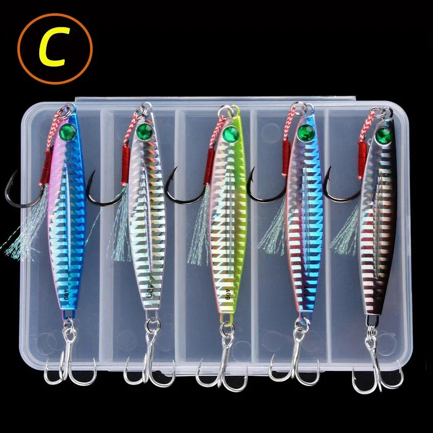 5pcs Metal Jig Fishing Lure Weights 7g-40g Trolling Hard Bait Bass Fishing Bait Tackle Trout Jigging Lure Jigs Saltwater Lures