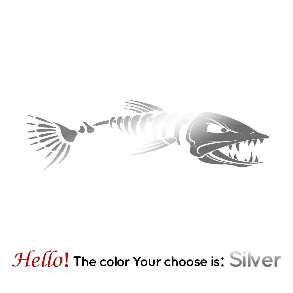 For 1Pair Skeleton Bone Fish Stickers for Boat Truck Car Body Decals Fishing Window Vinyl
