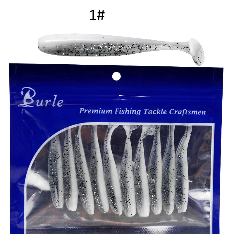 10pcs Soft Fishing Lures for Bass, Soft Paddle Tail Fishing Swimbaits Lures, Fishing Baits Kit for Fishing Trout Redfish