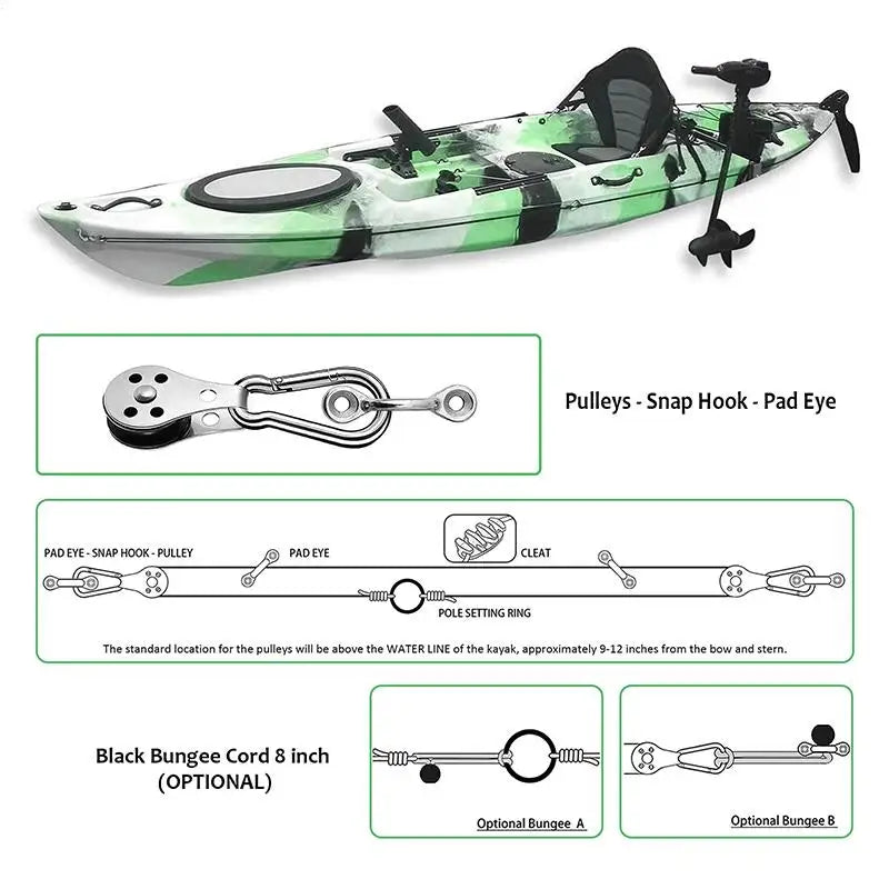 Kayak AnchorTrolley Kit AnchorSystem For Kayak Canoes Boat Kayak Hardware Eyes Wellnuts Screws Kayak Accessories For Kayak