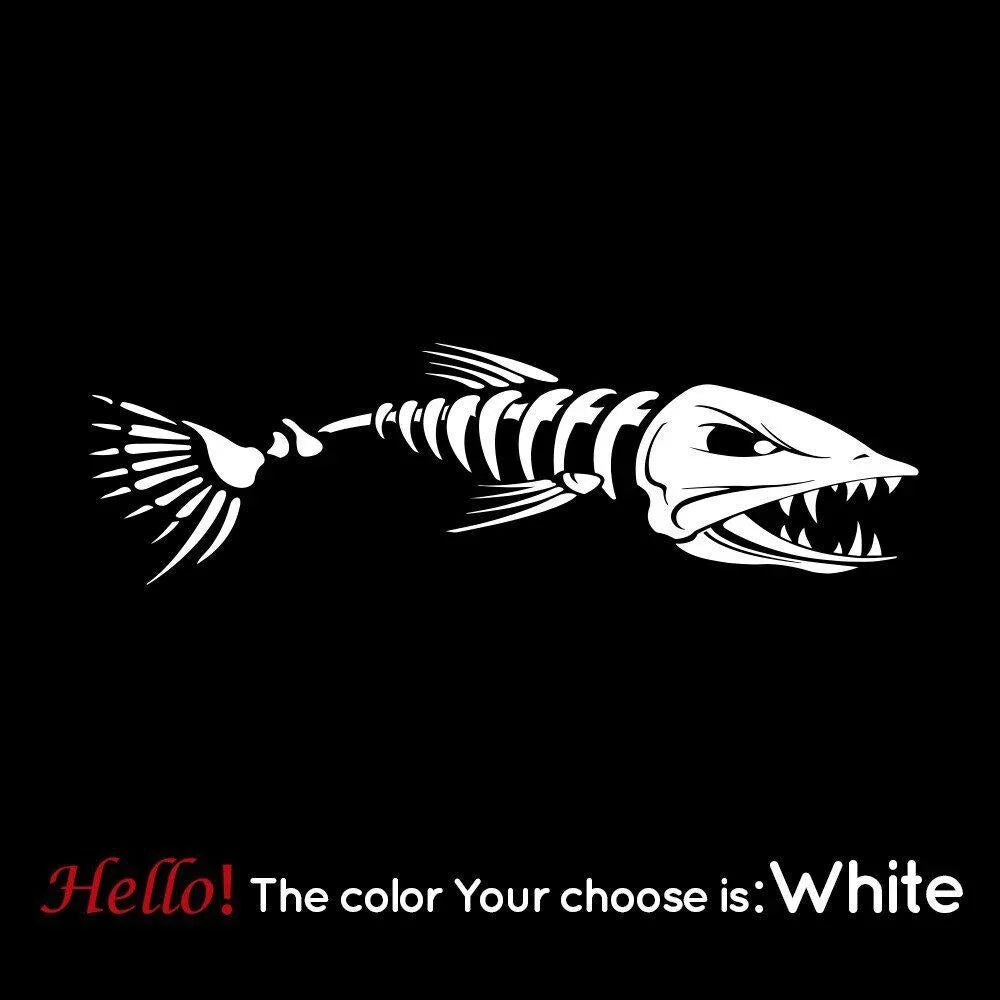 For 1Pair Skeleton Bone Fish Stickers for Boat Truck Car Body Decals Fishing Window Vinyl