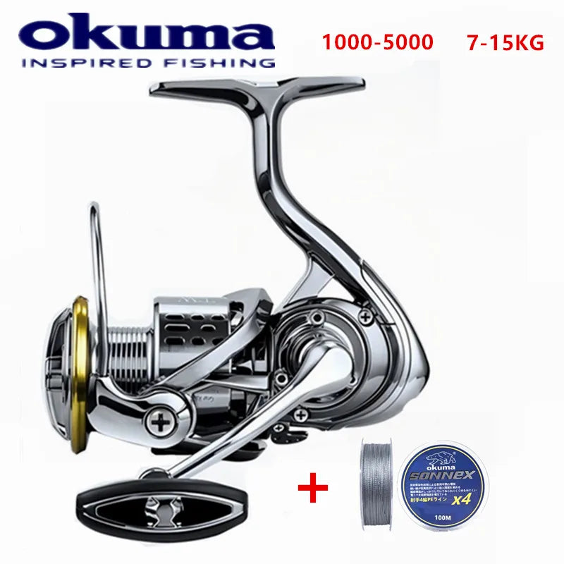 Okuma All Metal Rust Proof Smooth Bearing 5.5:1 Fishing Reel Drag System 15Kg Maximum Power Rotating Wheel Fishing Coil1000-5000