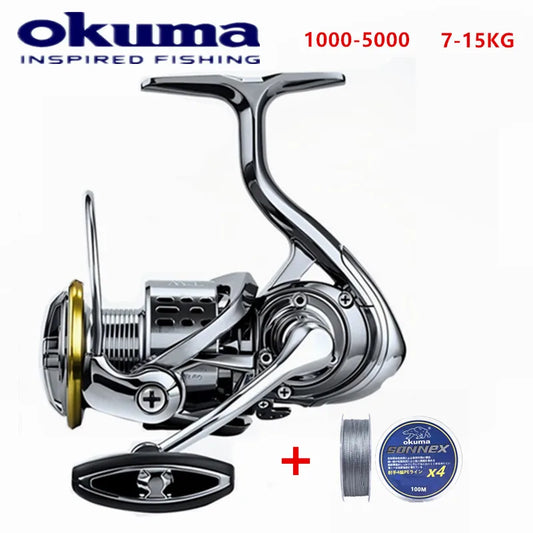 Okuma All Metal Rust Proof Smooth Bearing 5.5:1 Fishing Reel Drag System 15Kg Maximum Power Rotating Wheel Fishing Coil1000-5000