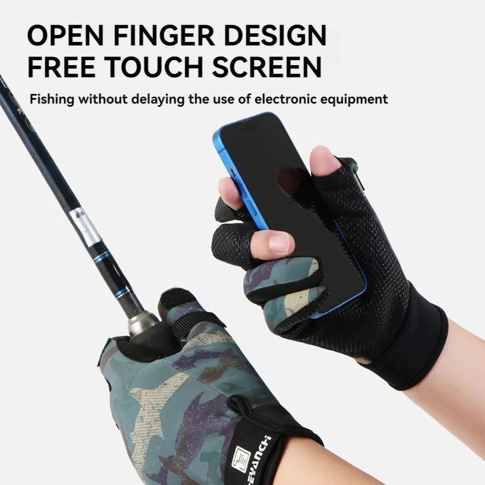 GTUBIKE Fishing Gloves 3 Cut Fingers Warm Cold Weather Suitable for Men and Women Ice Fishing Fly Fishing Motorcycle Cycling