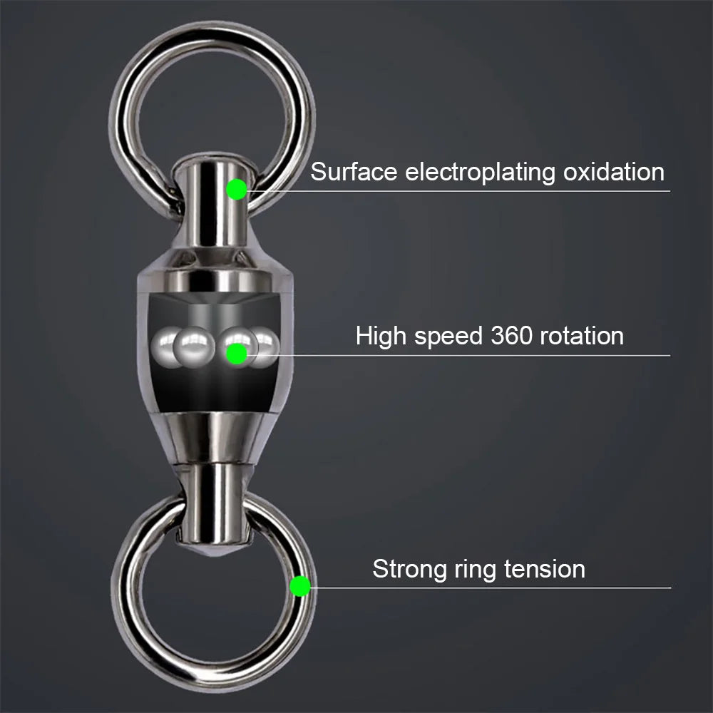 20PCS Swivels Snap Connector Pin Ball Bearing Rolling Rotating Ring Buckle Kit Pesca Lure Line Connect Cross Lock Fishing Tools