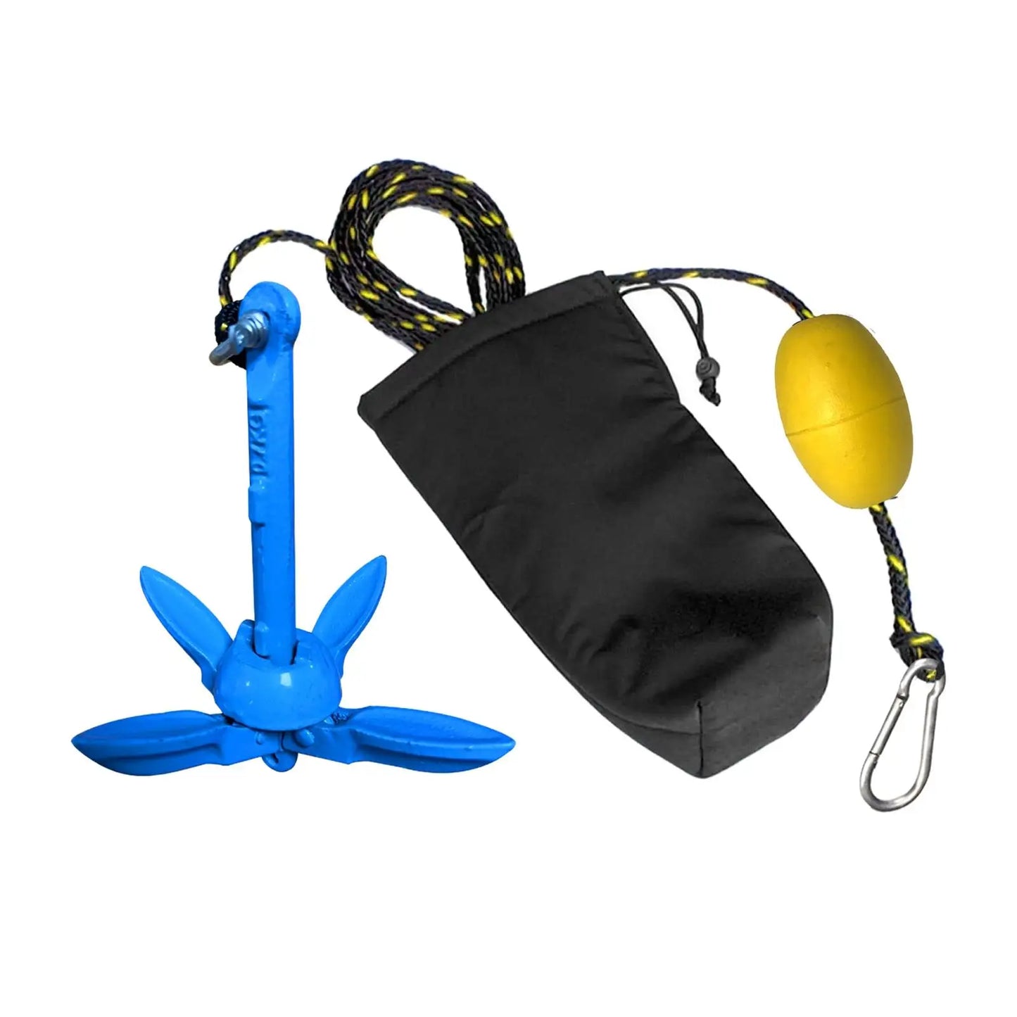 4 Jaw Grapnel Anchor Kit 3.3lb/1.5kg Aluminum Portable Foldable Anchor for Kayaks Jet Skis Pwc Storage Bag Marine Rope