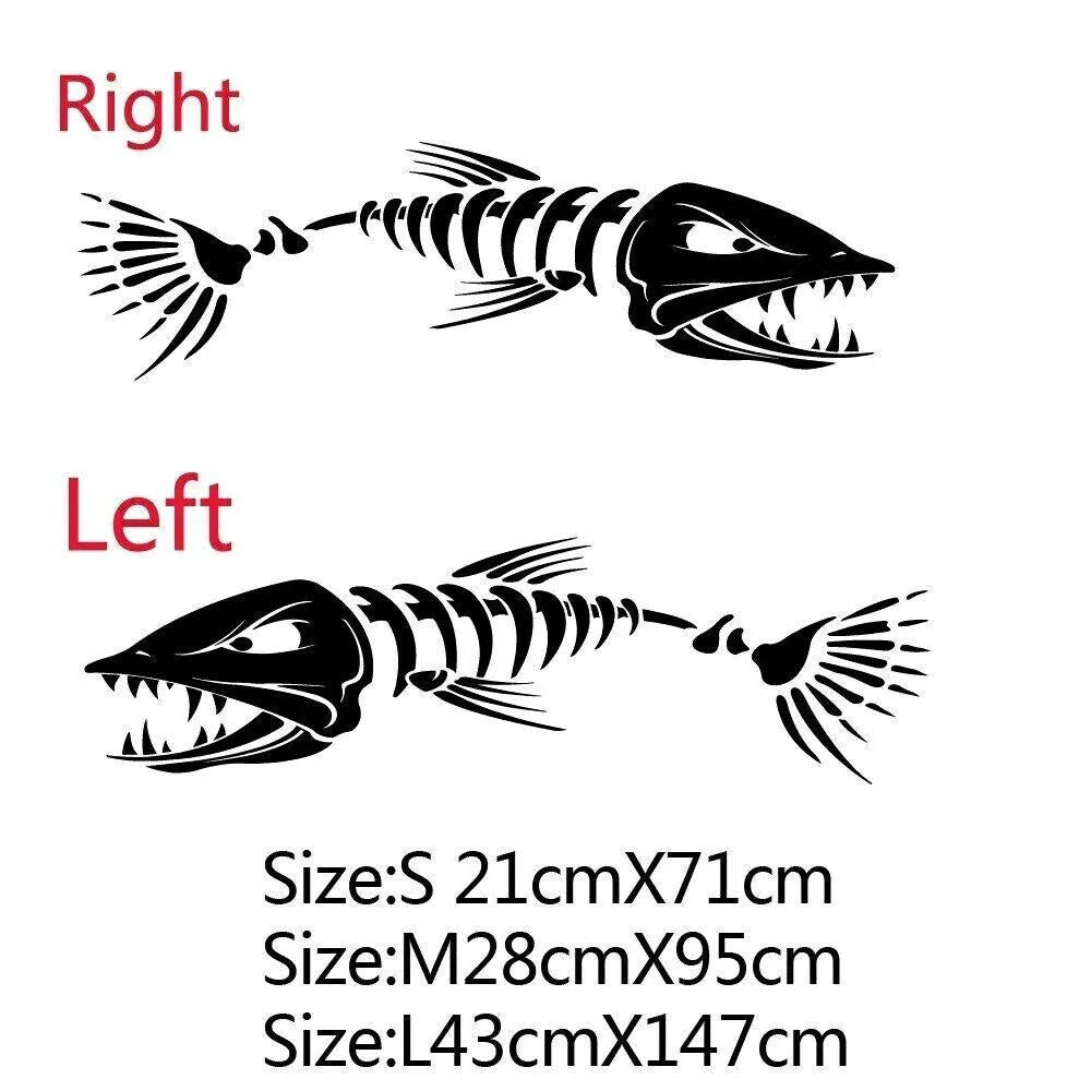 For 1Pair Skeleton Bone Fish Stickers for Boat Truck Car Body Decals Fishing Window Vinyl