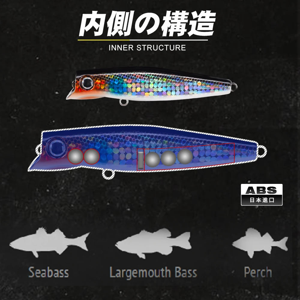 D1 Popper Fishing Lures 90mm 17g Slow Sinking Jerkbait Crankbait Rolling Wobblers Minnow Hard Artificial Bait Bass Pesca Tackle