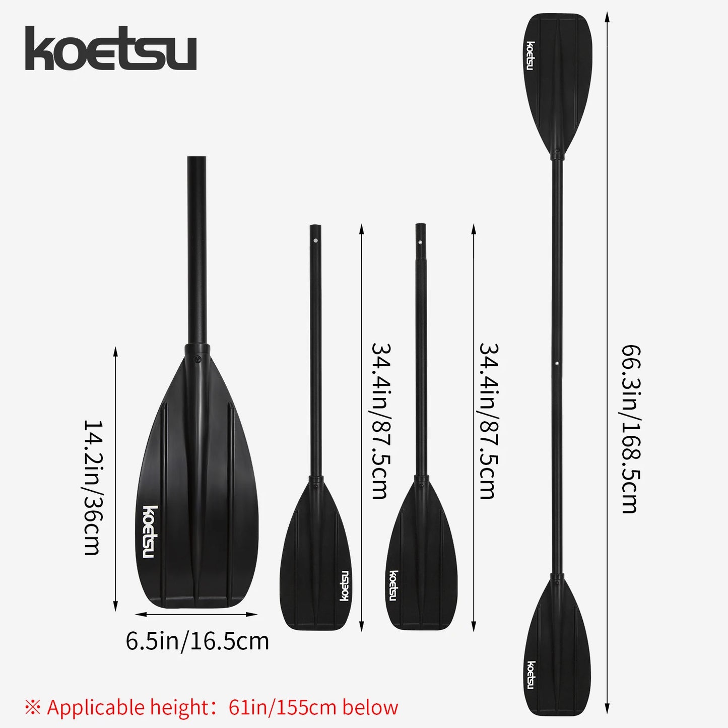 KOETSU Aluminum Alloy Double-Headed Kayak Paddle - Suitable for Canoes, Kayaks, and Paddleboards Accessories