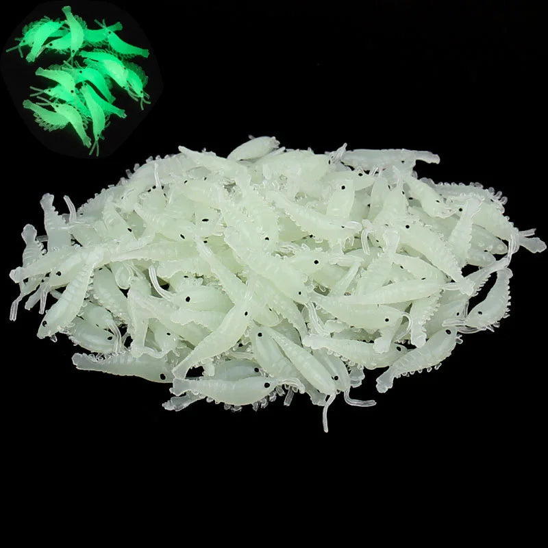 Soft Fishing Lures Artificial Bait Luminous Glow Shrimp Lure Worms Ice Fishing  Lure Saltwater Freshwater for Bass Walleye Trout
