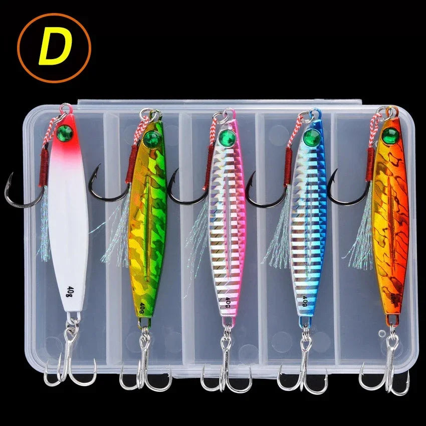 5pcs Metal Jig Fishing Lure Weights 7g-40g Trolling Hard Bait Bass Fishing Bait Tackle Trout Jigging Lure Jigs Saltwater Lures