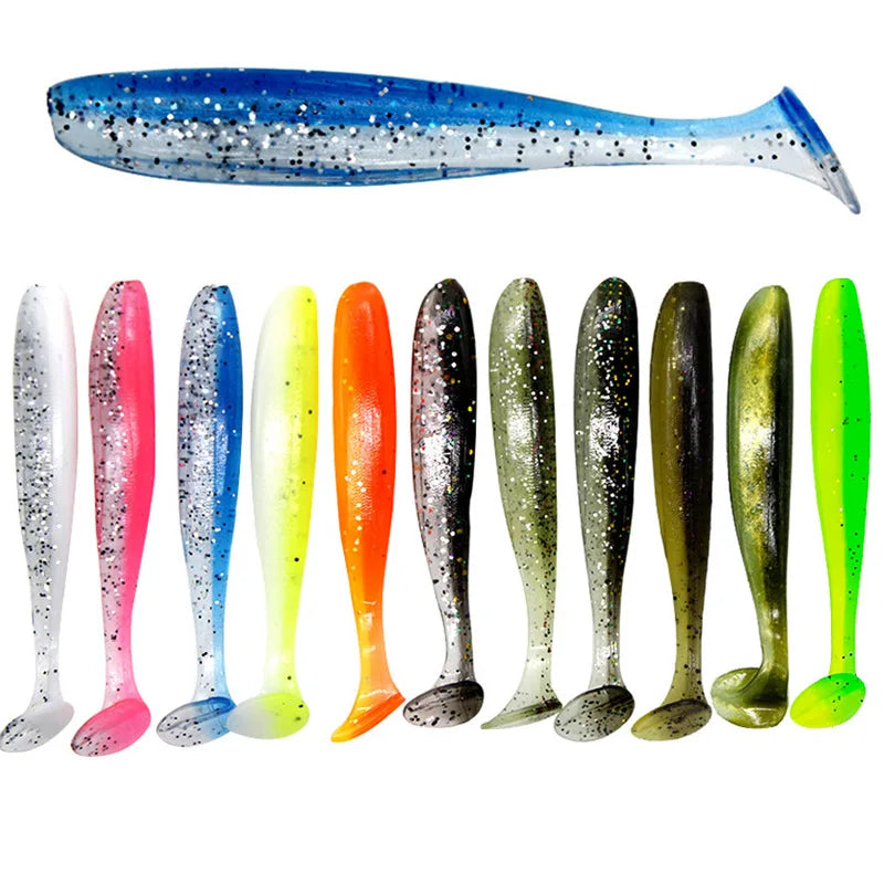 10pcs Soft Fishing Lures for Bass, Soft Paddle Tail Fishing Swimbaits Lures, Fishing Baits Kit for Fishing Trout Redfish