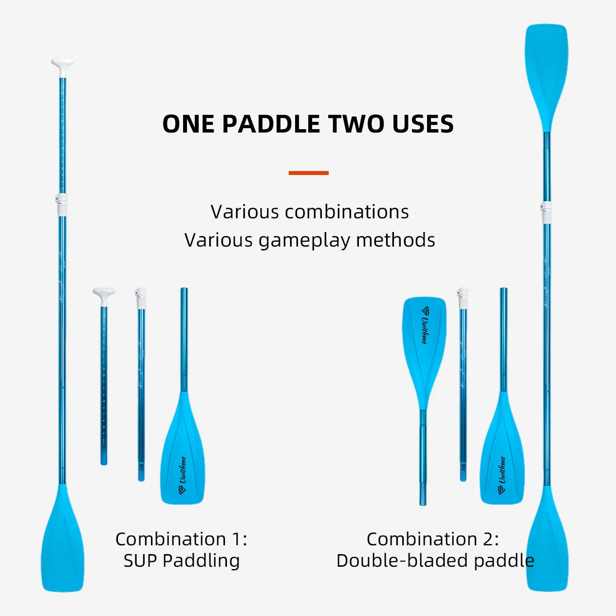 4-Piece Dual-Purpose Adjustable SUP Paddle, Single & Double Ended Detachable Kayak Paddle for Stand Up Paddle Board Surfing Oar