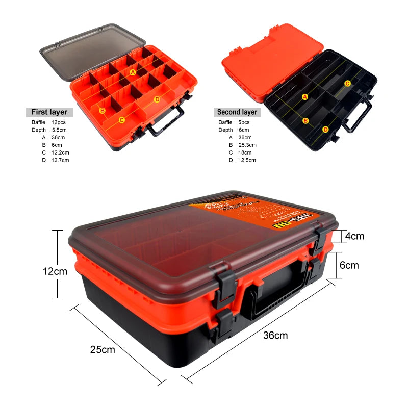 High-capacity Thickening Double Layer Fishing Tackle Box Lure Plastic Storage Organizer Hook Tool Case Sea Accessories Boxes