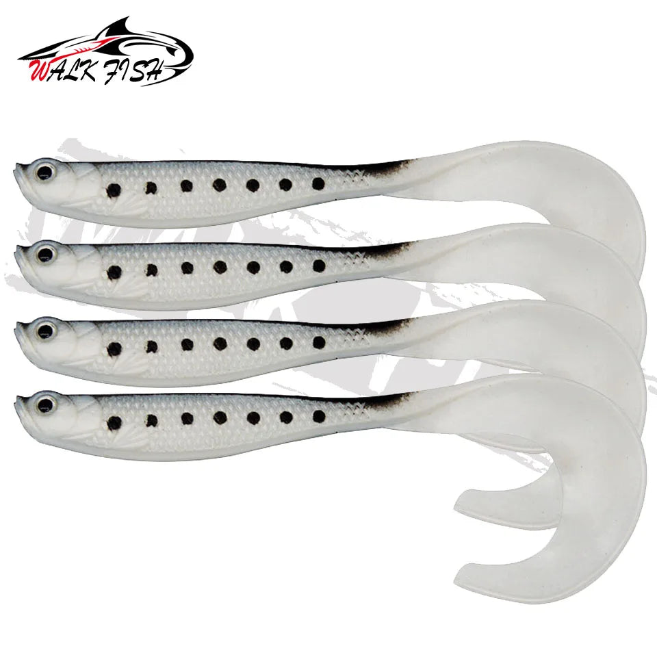 WALK FISH 4PCS Jigging Wobblers Fishing Lure 12.5cm 5.5g shad T-tail soft bait Aritificial Silicone Lures Bass Pike Fishing