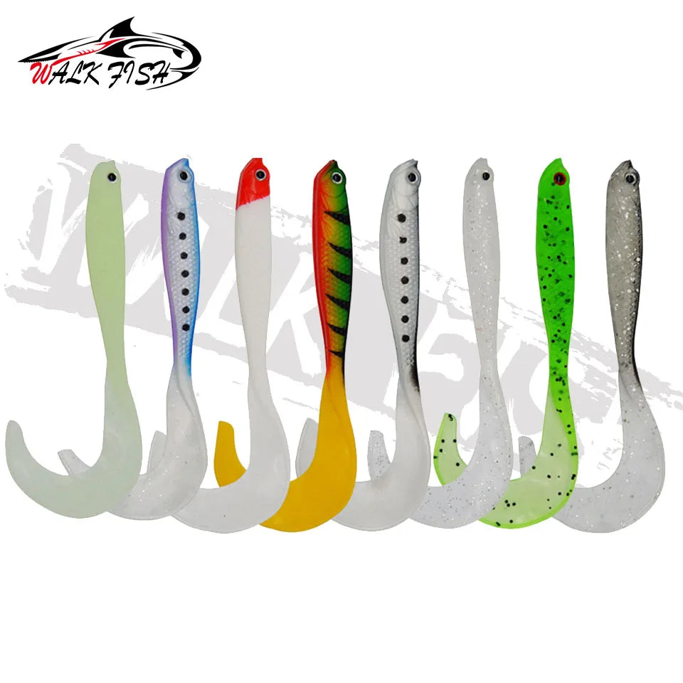 WALK FISH 4PCS Jigging Wobblers Fishing Lure 12.5cm 5.5g shad T-tail soft bait Aritificial Silicone Lures Bass Pike Fishing