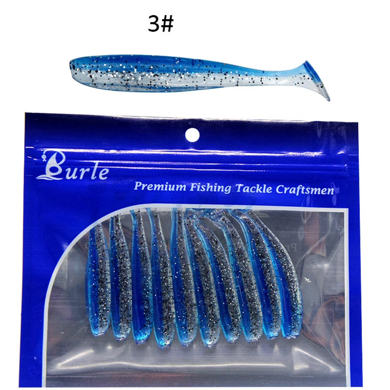 10pcs Soft Fishing Lures for Bass, Soft Paddle Tail Fishing Swimbaits Lures, Fishing Baits Kit for Fishing Trout Redfish