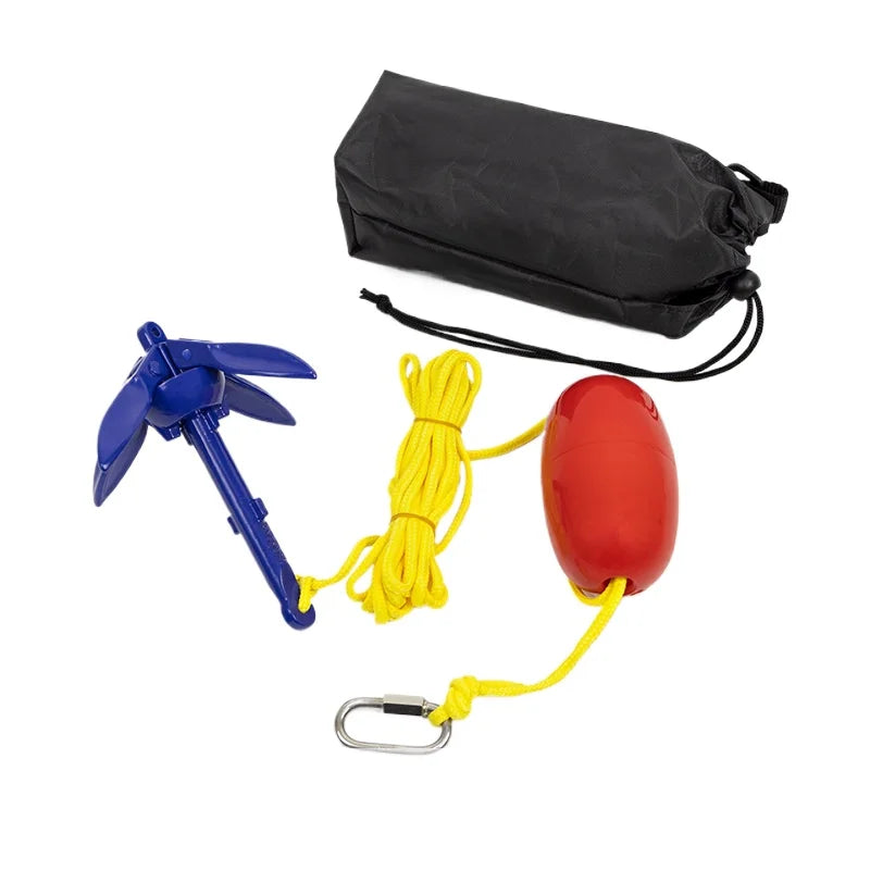 Kayak Anchor Kit Aluminum Folding Boat Anchor With 5M Rope And Buoy Folding Anchor Kit Folding Small Boat For Fast Boat