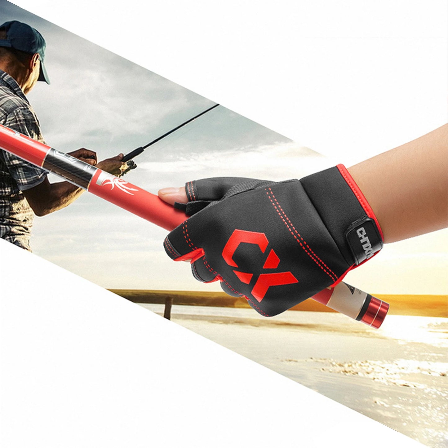 Fishing Gloves For Men Summer Ultralight Sun Protection Waterproof Anti Slip Three Finger Touch Screen Design For Bass Fly Sea