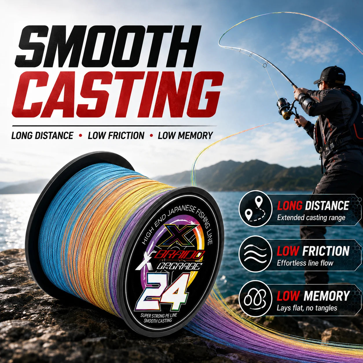 YGK G-SOUL PE Braided Fishingline HighStrength PE Braided Fishing Line 24 Strands Abrasion Resistant Smooth Casting Fishing Line