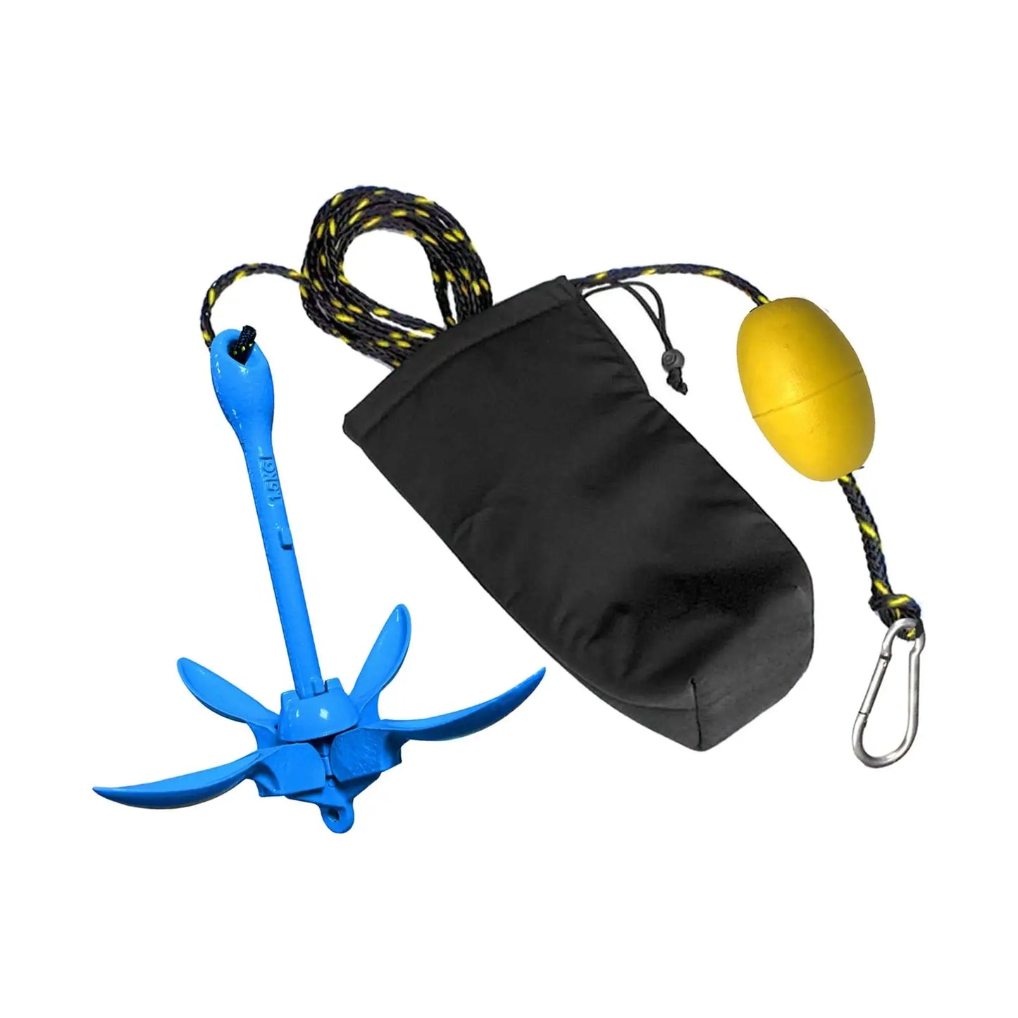 4 Jaw Grapnel Anchor Kit 3.3lb/1.5kg Aluminum Portable Foldable Anchor for Kayaks Jet Skis Pwc Storage Bag Marine Rope