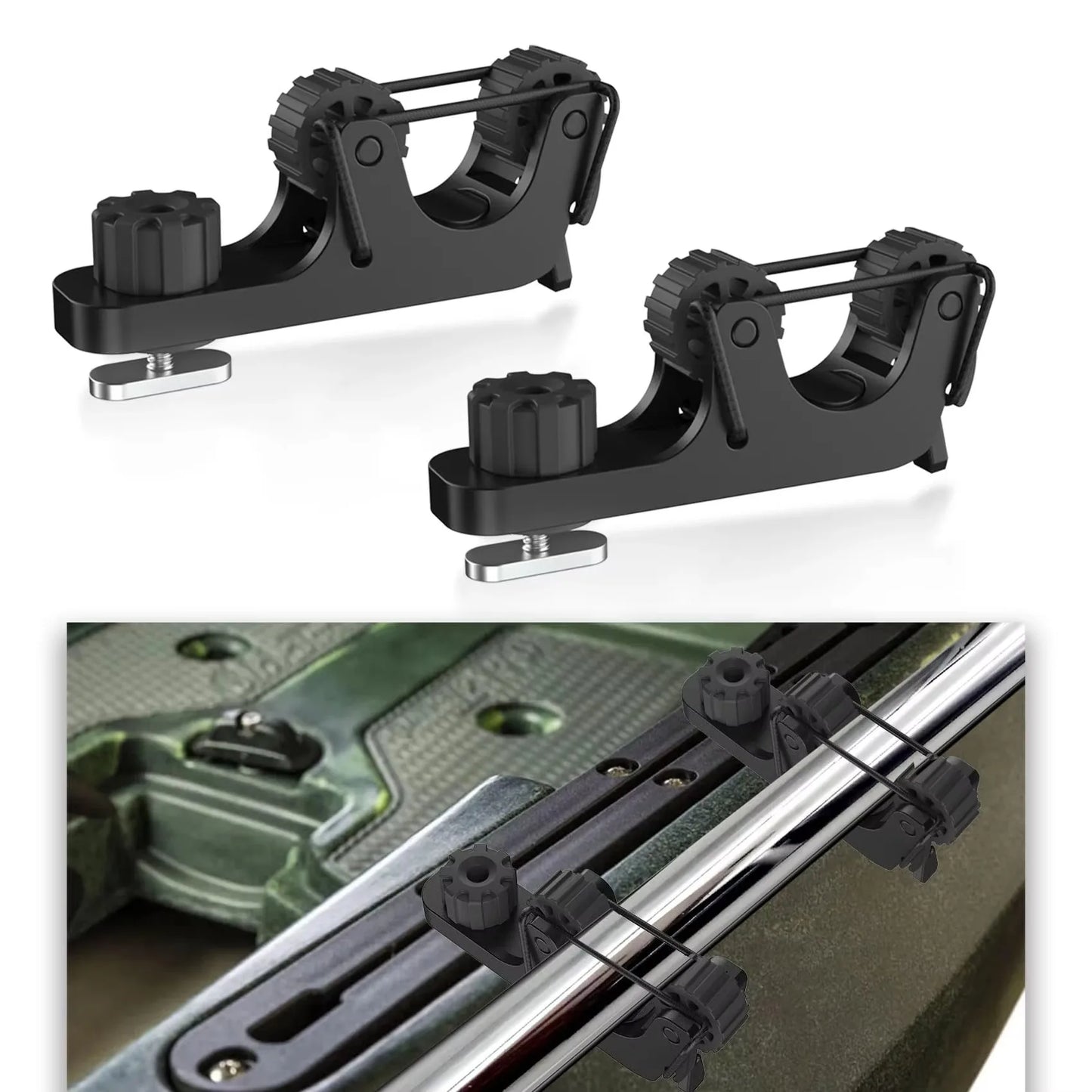 2PCS Kayak Paddle Holders Track Mount Oar Holder Accessories for Standard Paddles and Kayak Fishing