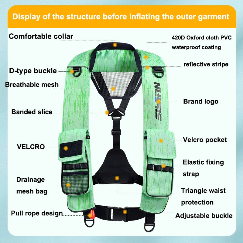 Automatic Inflatable Life Jacket Professional Swiming Fishing Life Vest Water Sports Children Adult Life Vest for Fishing