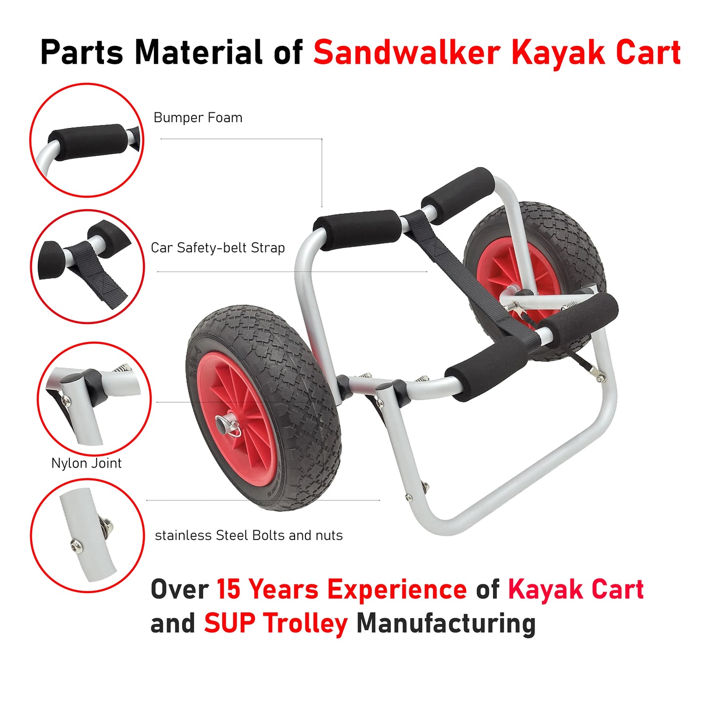 Kayak Cart Portable Dolly for Water Sports Gear Lightweight Easy to Use Transport for Kayaks Paddleboards And More