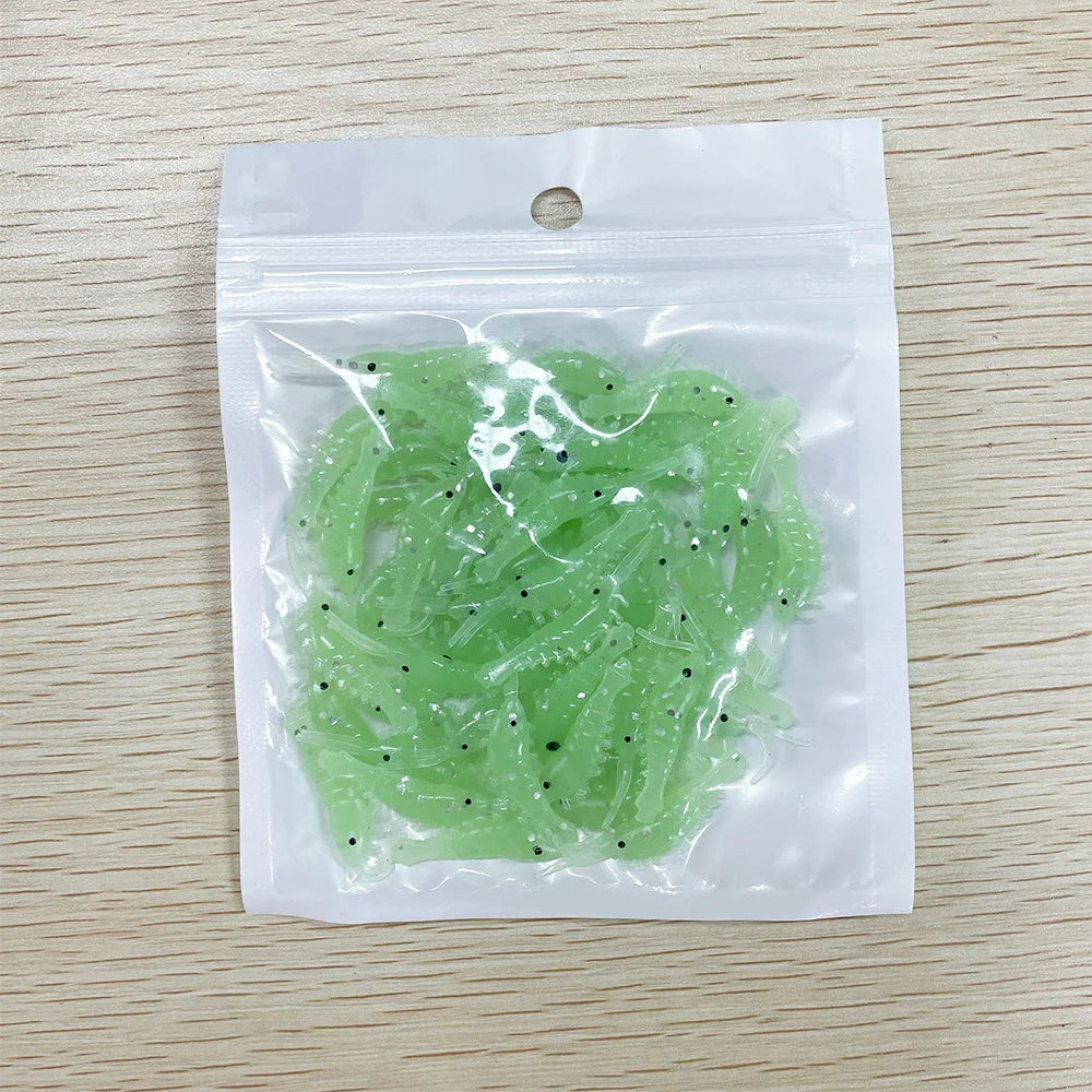 Soft Fishing Lures Artificial Bait Luminous Glow Shrimp Lure Worms Ice Fishing  Lure Saltwater Freshwater for Bass Walleye Trout