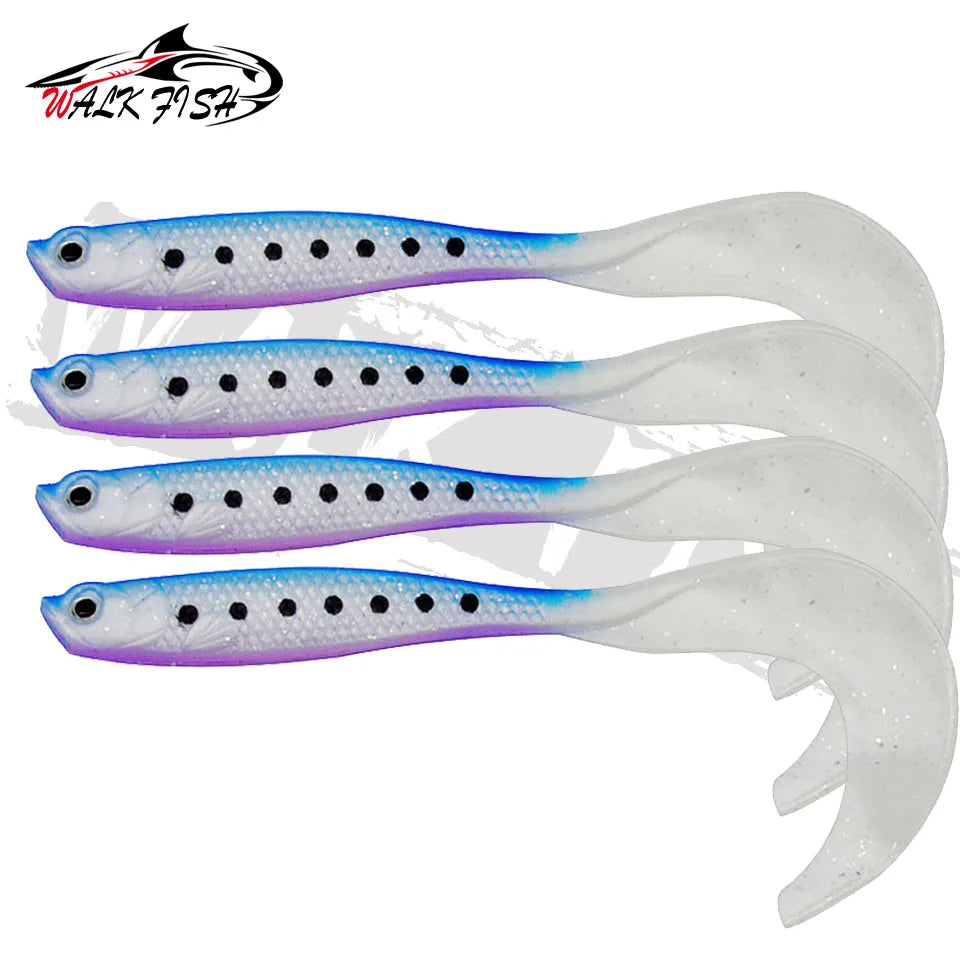 WALK FISH 4PCS Jigging Wobblers Fishing Lure 12.5cm 5.5g shad T-tail soft bait Aritificial Silicone Lures Bass Pike Fishing