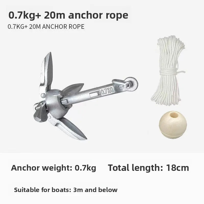 Stainless Steel Folding Grapnel Anchor for Kayak Canoe Boat Raft Portable Marine Fishing Anchor with Buoy Ball Boat Accessories