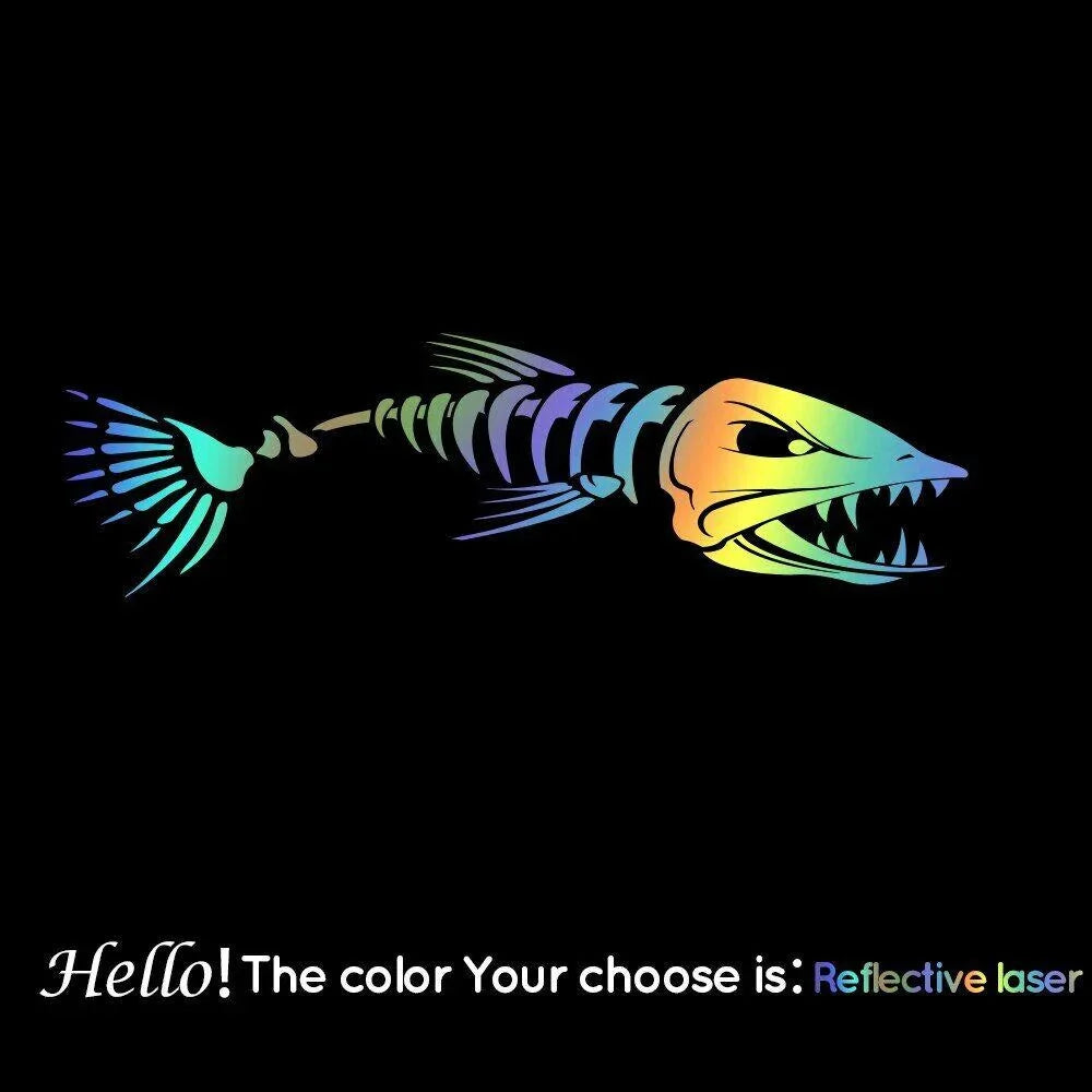 For 1Pair Skeleton Bone Fish Stickers for Boat Truck Car Body Decals Fishing Window Vinyl