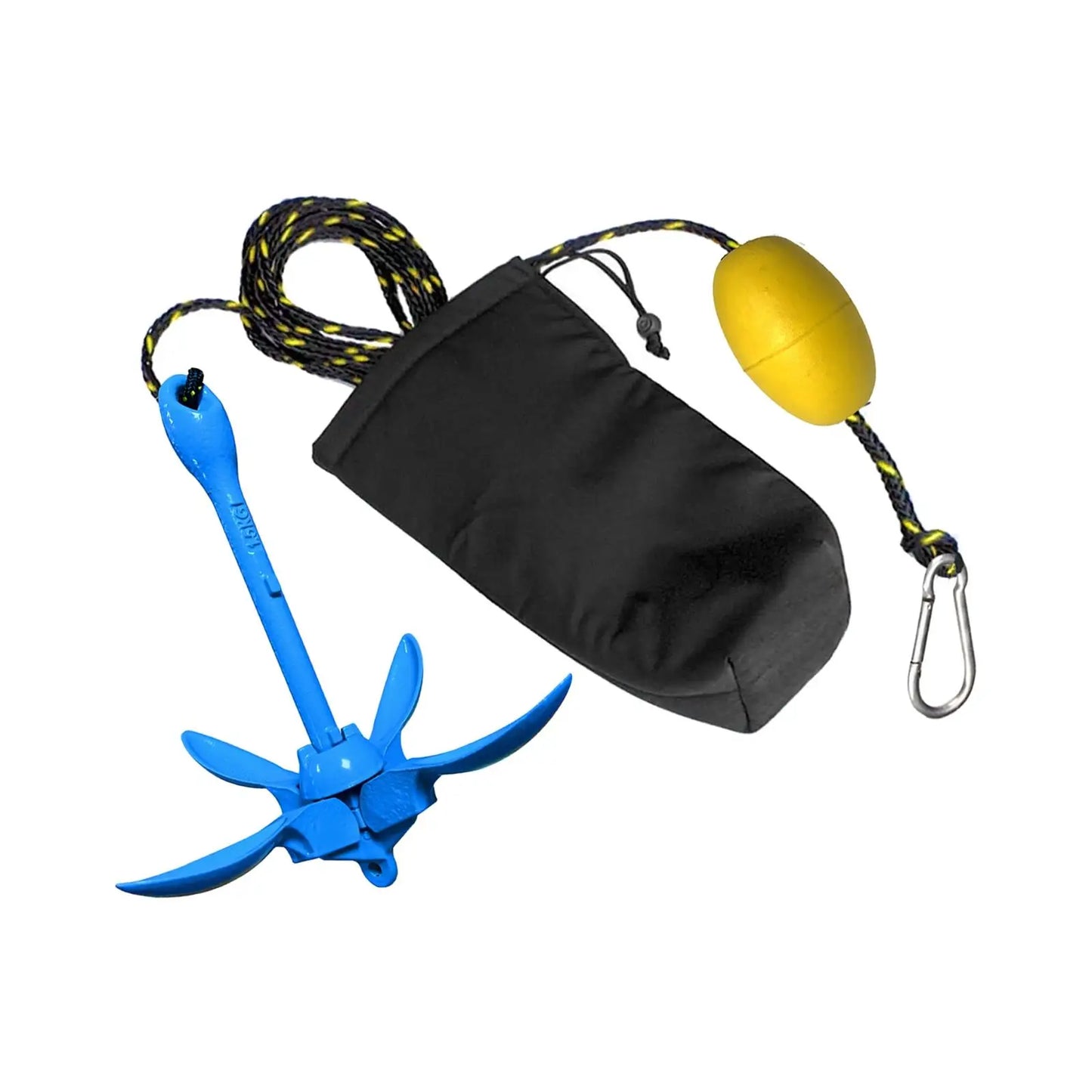 4 Jaw Grapnel Anchor Kit 3.3lb/1.5kg Aluminum Portable Foldable Anchor for Kayaks Jet Skis Pwc Storage Bag Marine Rope