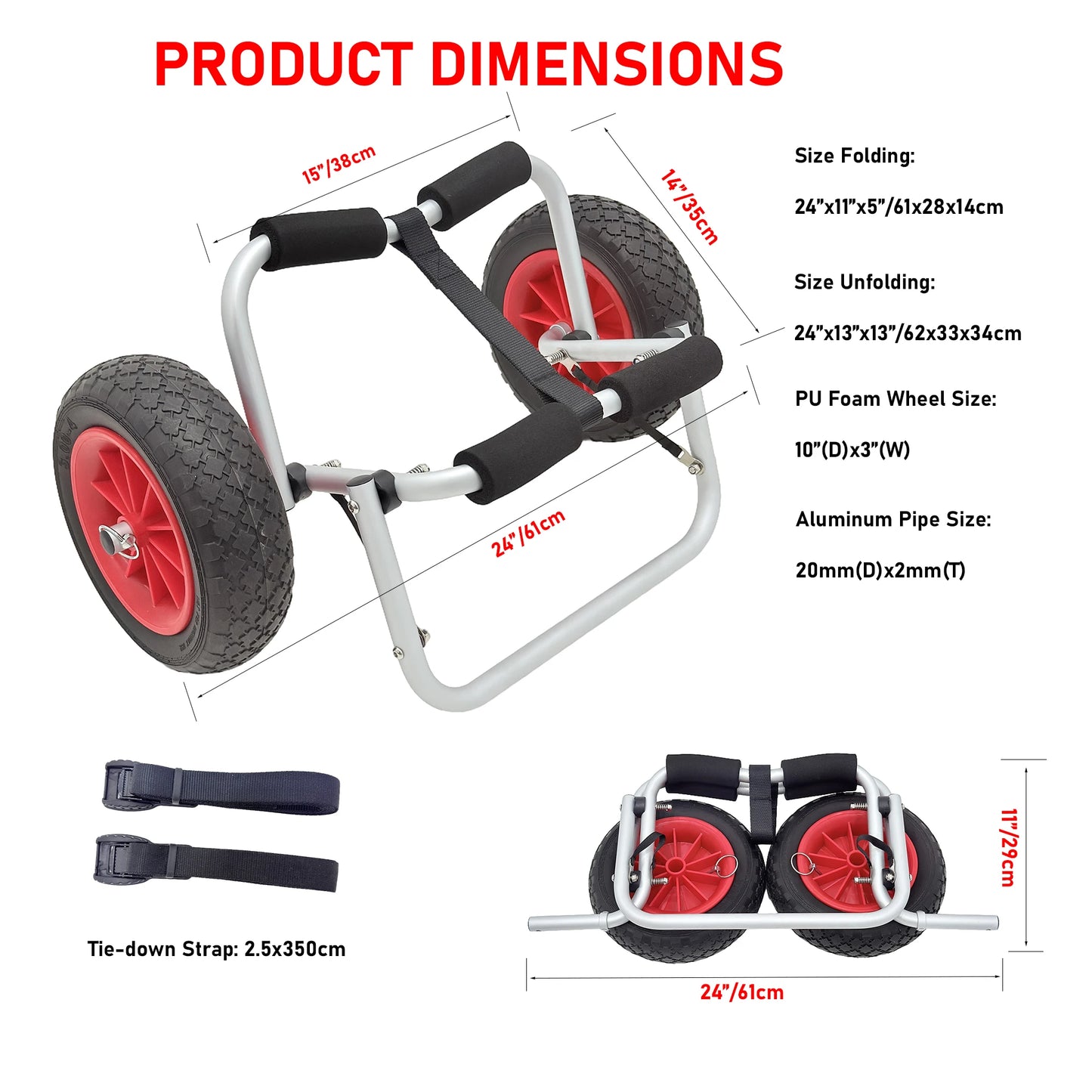 Kayak Cart Portable Dolly for Water Sports Gear Lightweight Easy to Use Transport for Kayaks Paddleboards And More