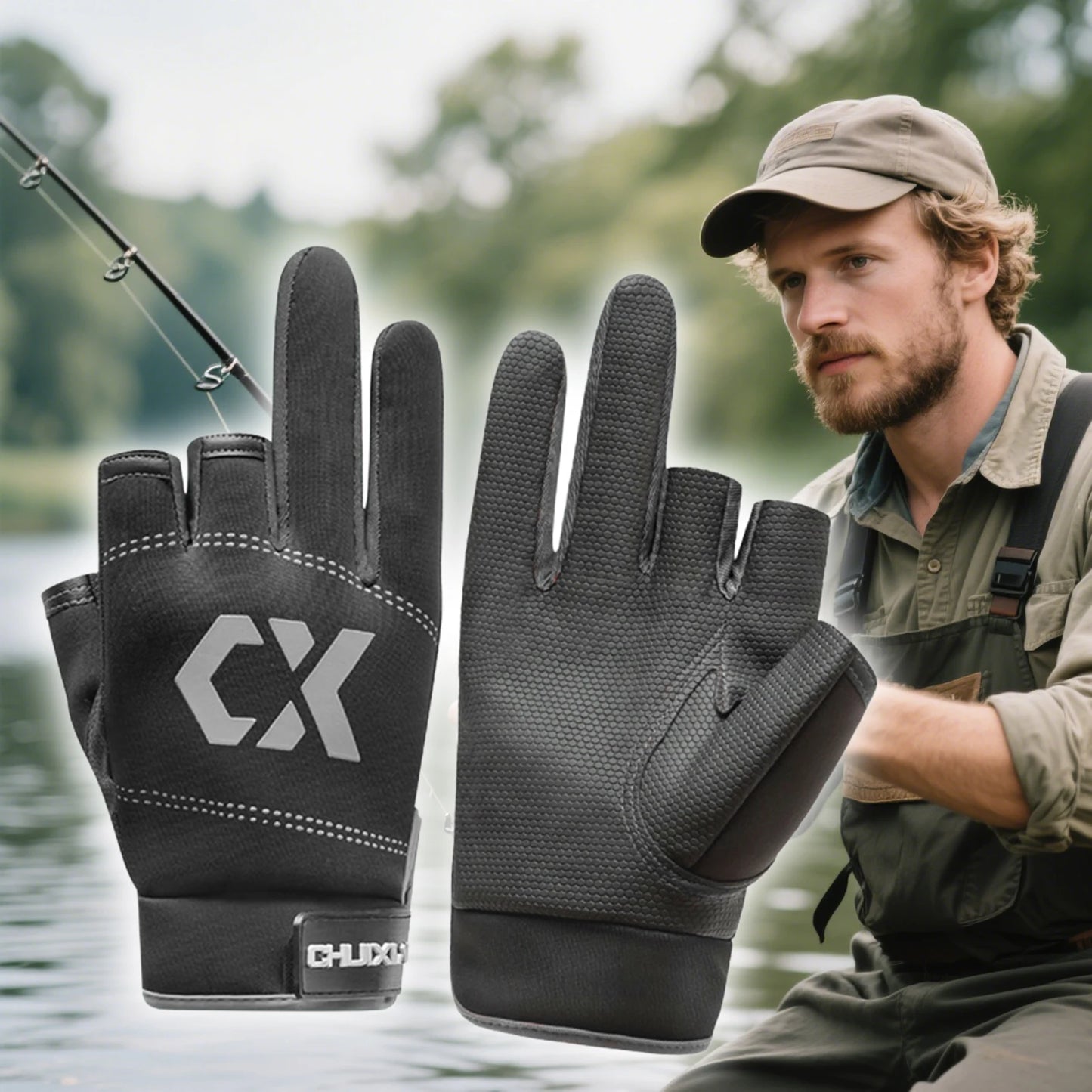 Fishing Gloves For Men Summer Ultralight Sun Protection Waterproof Anti Slip Three Finger Touch Screen Design For Bass Fly Sea