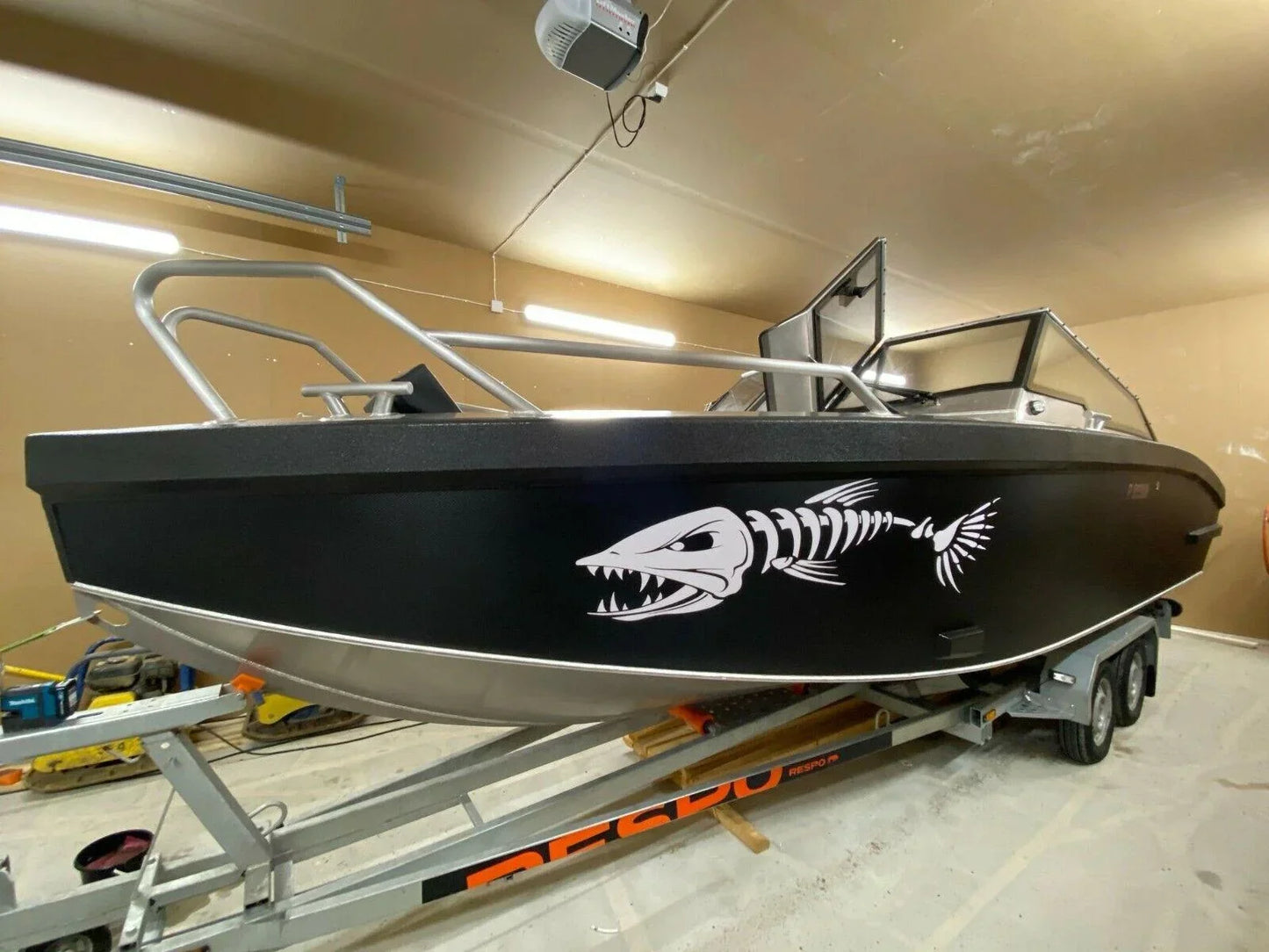 For 1Pair Skeleton Bone Fish Stickers for Boat Truck Car Body Decals Fishing Window Vinyl