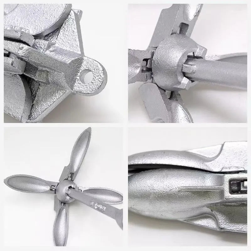 Stainless Steel Folding Grapnel Anchor for Kayak Canoe Boat Raft Portable Marine Fishing Anchor with Buoy Ball Boat Accessories