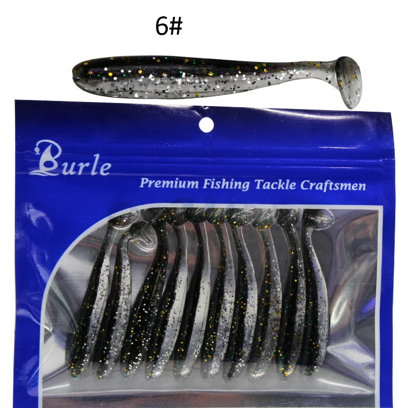 10pcs Soft Fishing Lures for Bass, Soft Paddle Tail Fishing Swimbaits Lures, Fishing Baits Kit for Fishing Trout Redfish