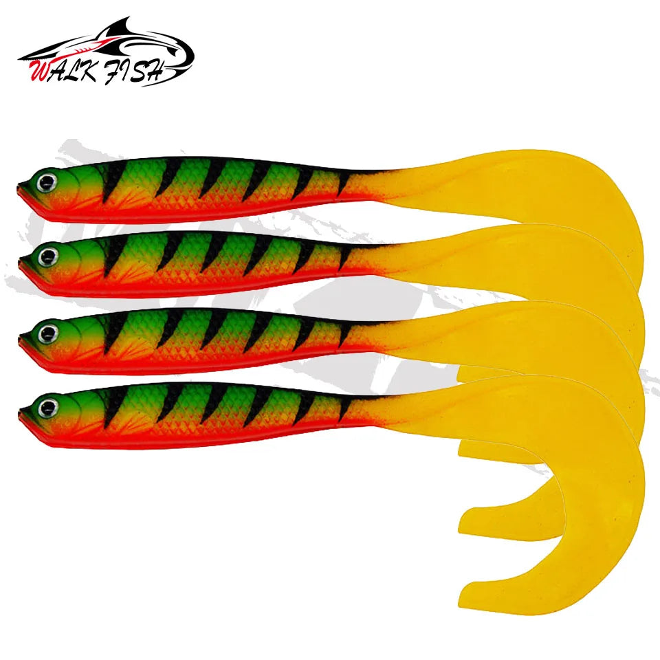 WALK FISH 4PCS Jigging Wobblers Fishing Lure 12.5cm 5.5g shad T-tail soft bait Aritificial Silicone Lures Bass Pike Fishing