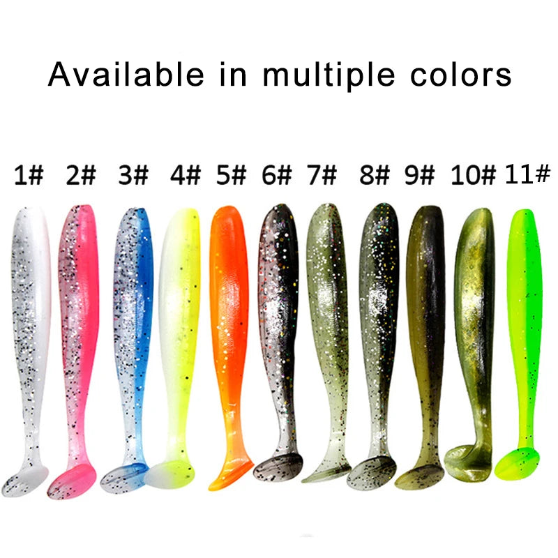 10pcs Soft Fishing Lures for Bass, Soft Paddle Tail Fishing Swimbaits Lures, Fishing Baits Kit for Fishing Trout Redfish